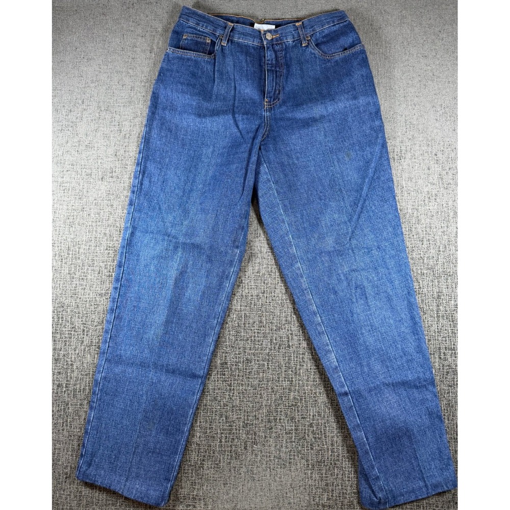 Bill Blass Jeans Womens 10 Easy Fit High Rise Straight Leg Blue Denim Cotton